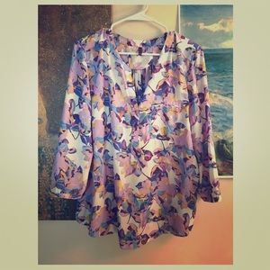 NYDJ floral Pleat Back Blouse